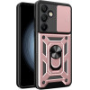 Hurtel Hybrid Armor Camshield with Camera Cover and Metal Ring for Samsung Galaxy S24 FE - Pink - (Hybrid Armor Camshield Samsung Galaxy S24 FE Pink)