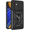 Hurtel Hybrid Armor Camshield with Camera Cover and Metal Ring for Samsung Galaxy S25 - Black - (Hybrid Armor Camshield Samsung Galaxy S25 Black)