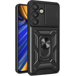 Hurtel Hybrid Armor Camshield with Camera Cover and Metal Ring for Samsung Galaxy S25 - Black - (Hybrid Armor Camshield Samsung Galaxy S25 Black)