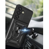 Hurtel Hybrid Armor Camshield with Camera Cover and Metal Ring for Samsung Galaxy S25 - Black - (Hybrid Armor Camshield Samsung Galaxy S25 Black)