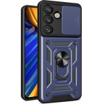 Hurtel Hybrid Armor Camshield with Camera Cover and Metal Ring for Samsung Galaxy S25 - Blue - (Hybrid Armor Camshield Samsung Galaxy S25 Blue)