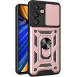 Hurtel Hybrid Armor Camshield with Camera Cover and Metal Ring for Samsung Galaxy S25 - Pink - (Hybrid Armor Camshield Samsung Galaxy S25 Pink)