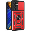 Hurtel Hybrid Armor Camshield with Camera Cover and Metal Ring for Samsung Galaxy S25 - Red - (Hybrid Armor Camshield Samsung Galaxy S25 Red)