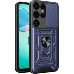 Hurtel Hybrid Armor Camshield with Camera Cover and Metal Ring for Samsung Galaxy S25 Ultra - Blue - (Hybrid Armor Camshield Samsung Galaxy S25 Ultra Blue)