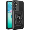 Hurtel Hybrid Armor Camshield with Camera Cover and Metal Ring for Samsung Galaxy S25+ - Black - (Hybrid Armor Camshield Samsung Galaxy S25+ Black)