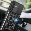 Hurtel Hybrid Armor Camshield with Camera Cover and Metal Ring for Samsung Galaxy S25+ - Black - (Hybrid Armor Camshield Samsung Galaxy S25+ Black)