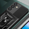 Hurtel Hybrid Armor Camshield with Camera Cover and Metal Ring for Samsung Galaxy S25+ - Black - (Hybrid Armor Camshield Samsung Galaxy S25+ Black)