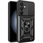 Hurtel Hybrid Armor Camshield with Stand and Camera Cover for Samsung Galaxy A26 - Black - (Hybrid Armor Camshield Samsung Galaxy A26 Black)