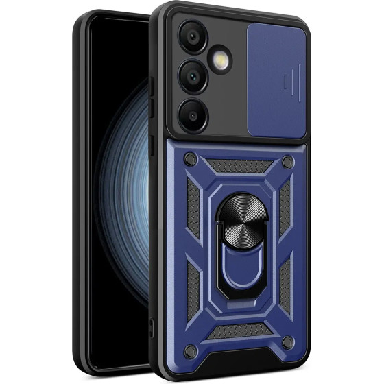 Hurtel Hybrid Armor Camshield with Stand and Camera Cover for Samsung Galaxy A26 - Blue - (Hybrid Armor Camshield Samsung Galaxy A26 Blue)