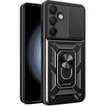 Hurtel Hybrid Armor Camshield with Stand and Camera Cover for Samsung Galaxy A56 - Black - (Hybrid Armor Camshield Samsung Galaxy A56 Black)