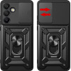 Hurtel Hybrid Armor Camshield with Stand and Camera Cover for Samsung Galaxy A56 - Black - (Hybrid Armor Camshield Samsung Galaxy A56 Black)