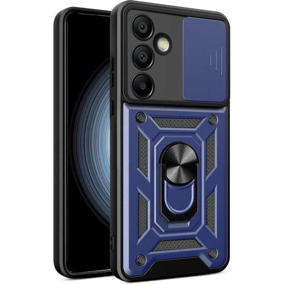 Hurtel Hybrid Armor Camshield with Stand and Camera Cover for Samsung Galaxy A56 - Blue - (Hybrid Armor Camshield Samsung Galaxy A56 Blue)