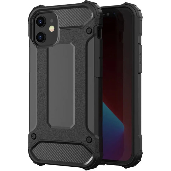Hurtel Hybrid Armor Case Tough Rugged Cover for iPhone 12 Pro Max black - (Hybrid Armor iPhone 12 Pro Max black)