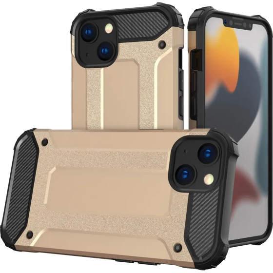 Hurtel Hybrid Armor Case Tough Rugged Cover for iPhone 13 mini golden - (Hybrid Armor iPhone 13 Mini 5,4 Gold)