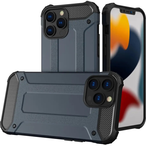 Hurtel Hybrid Armor Case Tough Rugged Cover for iPhone 13 Pro blue - (Hybrid Armor iPhone 13 6,1 PRO Blue)