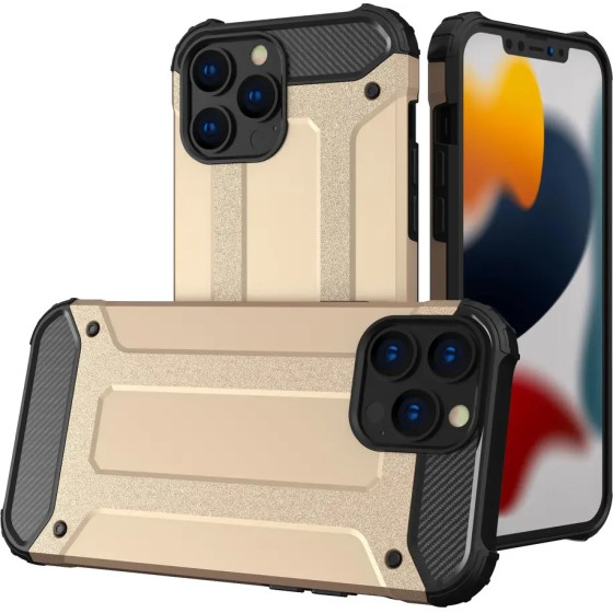 Hurtel Hybrid Armor Case Tough Rugged Cover for iPhone 13 Pro Max golden - (Hybrid Armor iPhone 13 Pro Max 6,7 Gold)