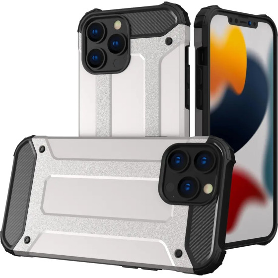 Hurtel Hybrid Armor Case Tough Rugged Cover for iPhone 13 Pro silver - (Hybrid Armor iPhone 13 6,1 PRO Silver)