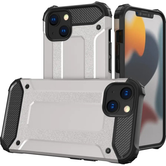 Hurtel Hybrid Armor Case Tough Rugged Cover for iPhone 13 silver - (Hybrid Armor iPhone 13 6,1 Silver)