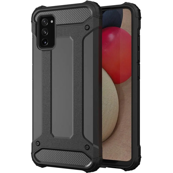 Hurtel Hybrid Armor Case Tough Rugged Cover for Samsung Galaxy A03s black - (Hybrid Armor Samsung A03S (166) Black)