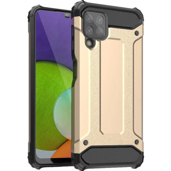 Hurtel Hybrid Armor Case Tough Rugged Cover for Samsung Galaxy A22 4G golden - (Hybrid Armor Samsung Galaxy A22 4G Gold)