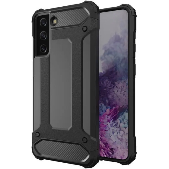 Hurtel Hybrid Armor Case Tough Rugged Cover for Samsung Galaxy S22 Ultra black - (Hybrid Armor Samsung S22 Ultra Black)