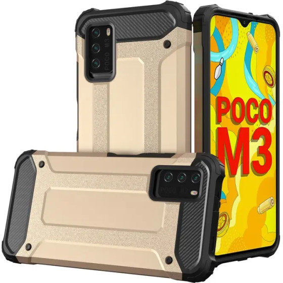 Hurtel Hybrid Armor Case Tough Rugged Cover for Xiaomi Redmi Note 10 5G / Poco M3 Pro golden - (Hybrid Armor Xiaomi Redmi Note 10 5G / POCO M3 PRO Gold)