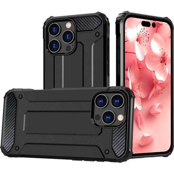 Hurtel Hybrid Armor iPhone 16 Pro Case - Black - (Hybrid Armor iPhone 16 Pro black)