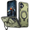 Hurtel Hybrid Armor Trendy Case with MagSafe for iPhone 16 - Green - (Hybrid Armor Trendy color matching MagSafe iPhone 16 olive green)
