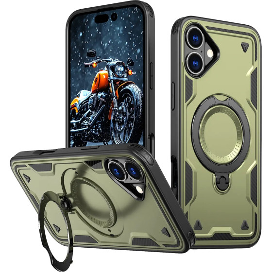 Hurtel Hybrid Armor Trendy Case with MagSafe for iPhone 16 Plus - Green - (Hybrid Armor Trendy color matching MagSafe iPhone 16 Plus olive green)