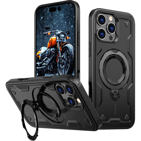Hurtel Hybrid Armor Trendy Case with MagSafe for iPhone 16 Pro Max - Black - (Hybrid Armor Trendy color matching MagSafe iPhone 16 Pro Max black)
