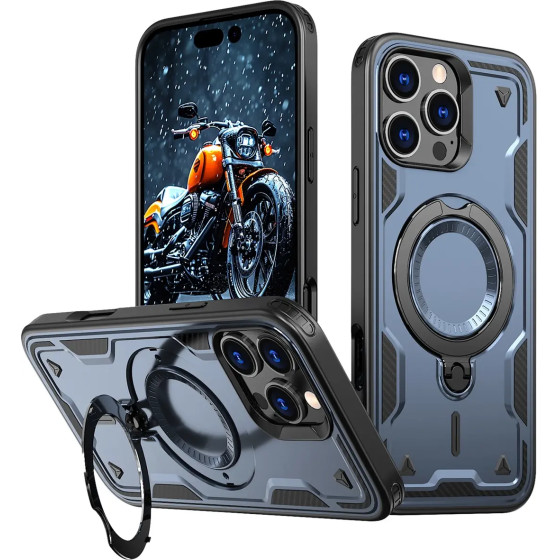 Hurtel Hybrid Armor Trendy Case with MagSafe for iPhone 16 Pro Max - Blue - (Hybrid Armor Trendy color matching MagSafe iPhone 16 Pro Max navy blue)