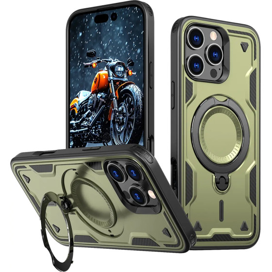 Hurtel Hybrid Armor Trendy Case with MagSafe for iPhone 16 Pro Max - Green - (Hybrid Armor Trendy color matching MagSafe iPhone 16 Pro Max olive green)