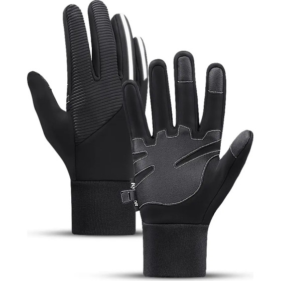 Hurtel Insulated, anti-slip sports phone gloves (size XL) - black - (Touchscreen gloves thickened 4 XL black)