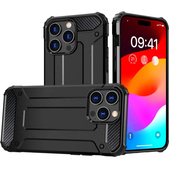 Hurtel iPhone 15 Pro Max Hybrid Armor case - black - (Hybrid Armor IPHONE 15 PRO MAX BLACK)