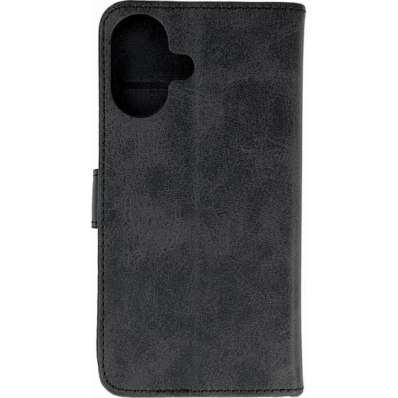 Hurtel Leather Book Case for iPhone 16 - black - (Leather Book Case for iPhone 16 Black)