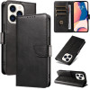 Hurtel Leather Book Case for iPhone 16 - black - (Leather Book Case for iPhone 16 Black)