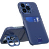 Hurtel Leather Stand Case case for iPhone 14 Pro cover card wallet with stand blue - (Leather Stand Case iPhone 14 Pro Blue)