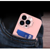 Hurtel Leather Stand Case for iPhone 14 Plus Card Wallet Cover with Stand Pink - (Leather Stand Case iPhone 14 Plus Pink)