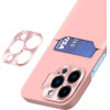 Hurtel Leather Stand Case for iPhone 14 Plus Card Wallet Cover with Stand Pink - (Leather Stand Case iPhone 14 Plus Pink)