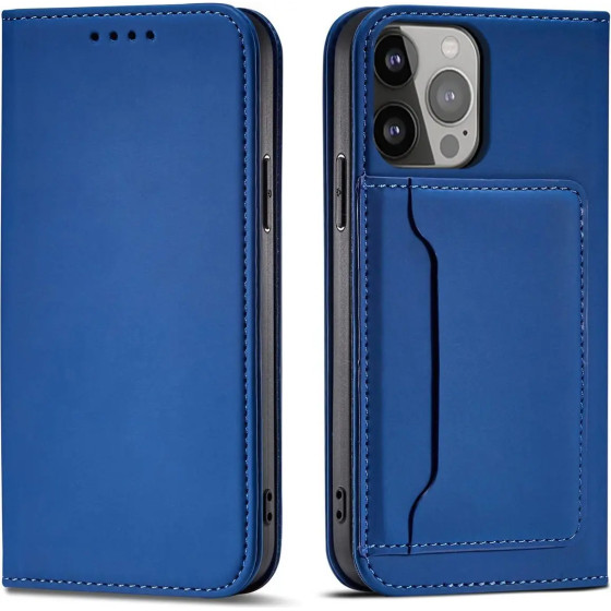 Hurtel Magnet Card Case case for iPhone 14 flip cover wallet stand blue - (Magnet Card IPHONE 14 BLUE)
