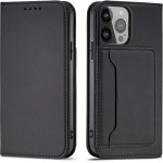 Hurtel Magnet Card Case case for iPhone 14 Plus flip cover wallet stand black - (Magnet Card IPHONE 14 Plus BLACK)