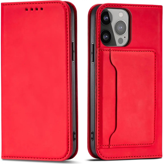 Hurtel Magnet Card Case case for iPhone 14 Plus flip cover wallet stand red - (Magnet Card IPHONE 14 Plus RED)