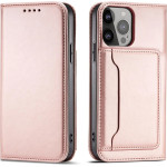 Hurtel Magnet Card Case case for iPhone 14 Pro flip cover wallet stand pink - (Magnet Card IPHONE 14 PRO PINK)