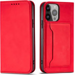 Hurtel Magnet Card Case case for iPhone 14 Pro Max flip cover wallet stand red - (Magnet Card IPHONE 14 PRO MAX RED)
