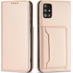 Hurtel Magnet Card Case Case for Samsung Galaxy A12 5G Pouch Wallet Card Holder Pink - (Magnet Card Samsung A12 Pink)