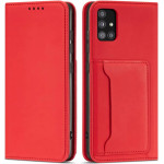 Hurtel Magnet Card Case Case for Samsung Galaxy A13 5G Pouch Wallet Card Holder Red - (Magnet Card Samsung A13 5G Red)