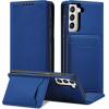 Hurtel Magnet Card Case Case for Samsung Galaxy S22 + (S22 Plus) Pouch Wallet Card Holder Blue - (Magnet Card Samsung S22 PLUS Blue)
