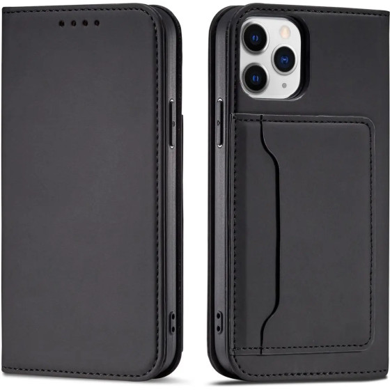 Hurtel Magnet Card Case for iPhone 12 cover card wallet card stand black - (Magnet Card iPhone 12 Black)