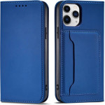 Hurtel Magnet Card Case for iPhone 12 Pro cover card wallet card stand blue - (Magnet Card iPhone 12 Pro Blue)