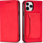 Hurtel Magnet Card Case for iPhone 12 Pro Max Pouch Card Wallet Card Holder Red - (Magnet Card iPhone 12 Pro Max Red)